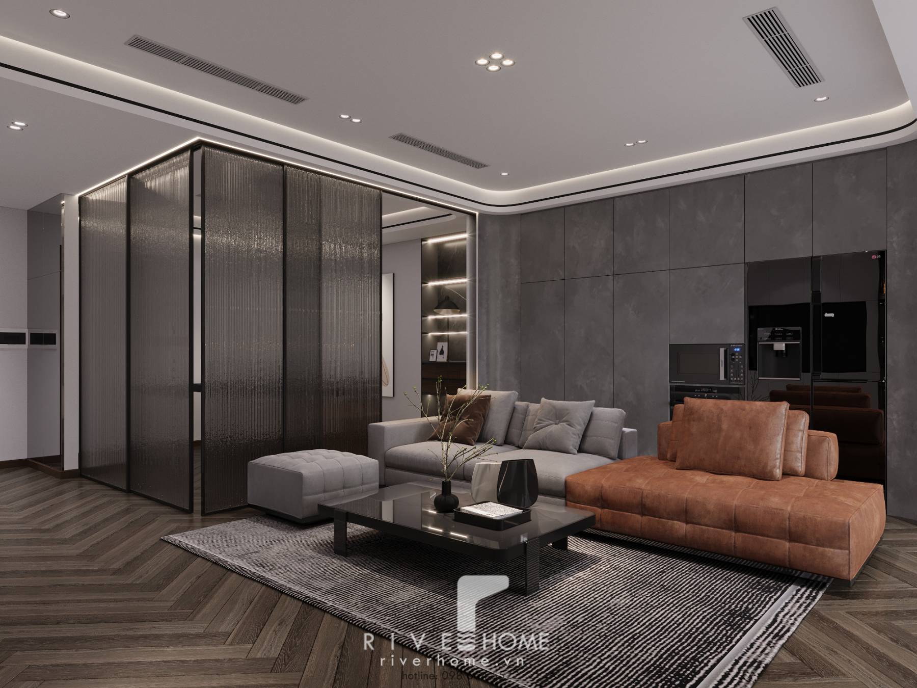 Thiết kế thi công nội thất chung cư Hoàng Huy 98m2