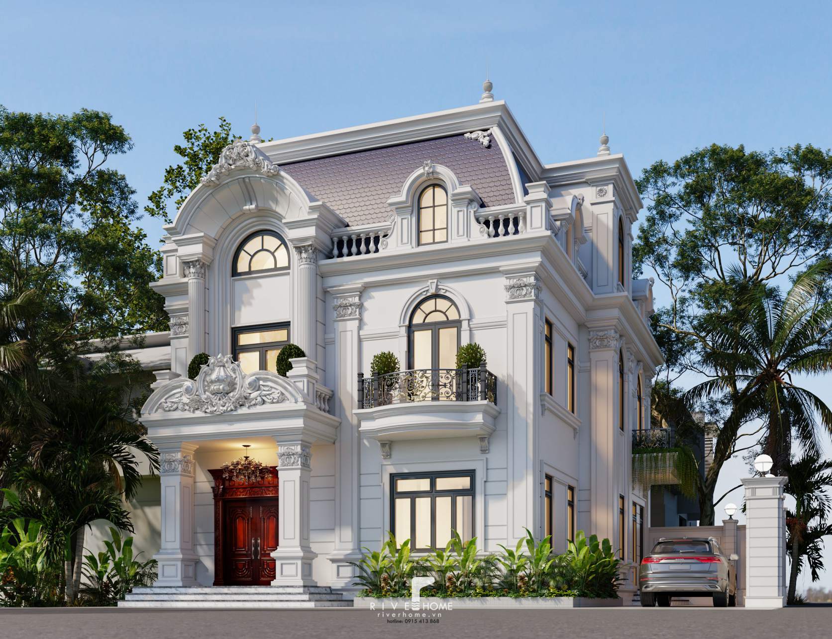 Thiết kế kiến trúc biệt thự tân cổ điển Hải Dương - Anh Phong
