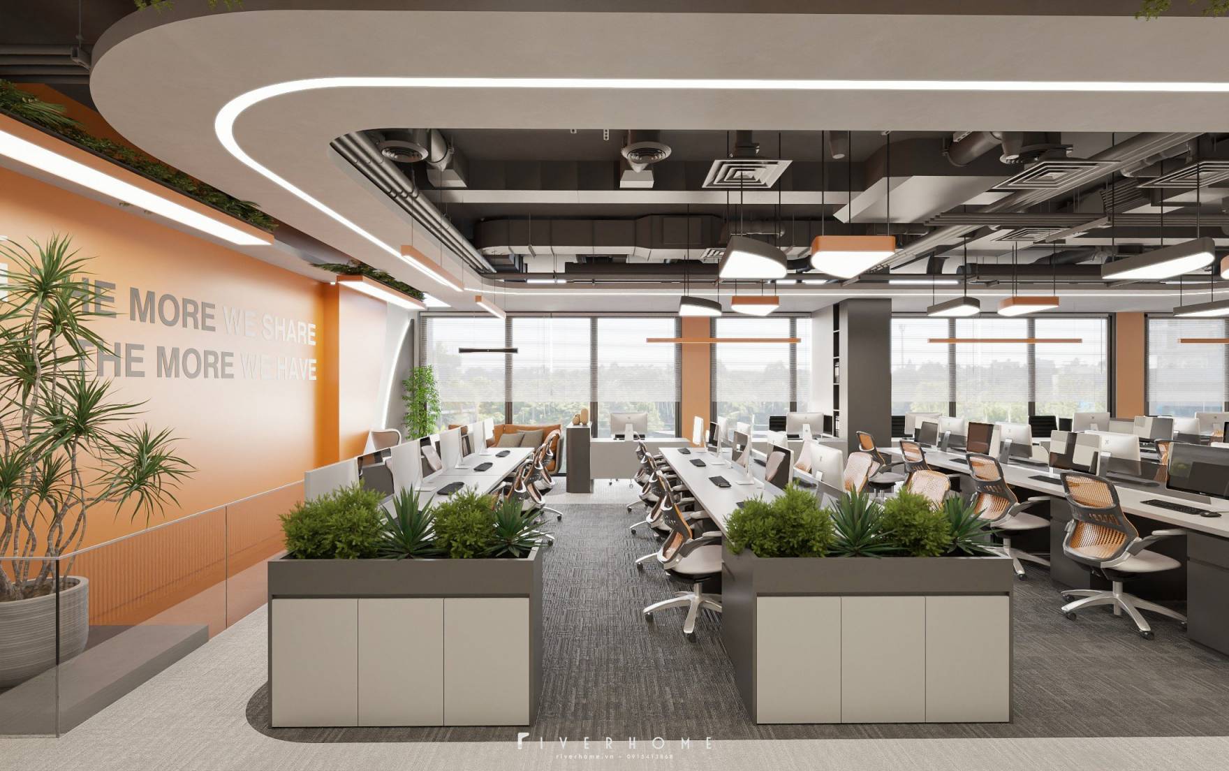 Thiết kế nội thất văn phòng 300m2 công ty Icom