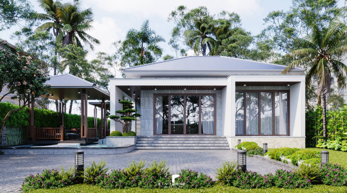 Thiết kế biệt thự 1 tầng mái Nhật - Mr Mạnh, Hải Dương